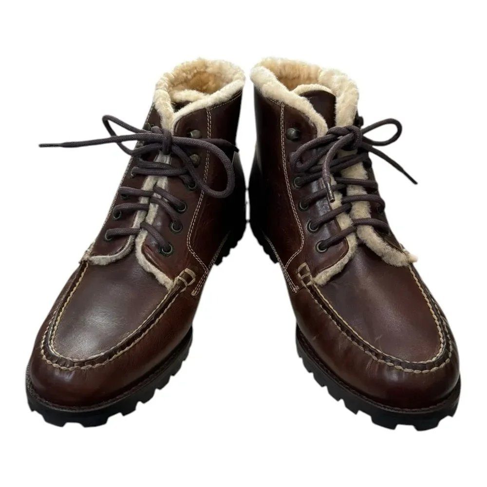 New Cole Haan Men's Borden Brown Leather Chukka Fleece Boots 7.5  7.5M